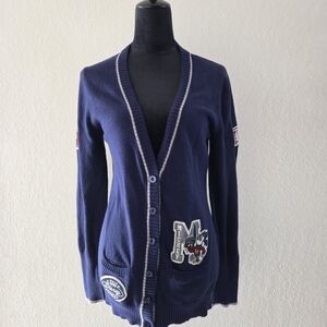 Disney Parks Walt Disney World Mickey Mouse Varsity Embroidered Cardigan Sweater